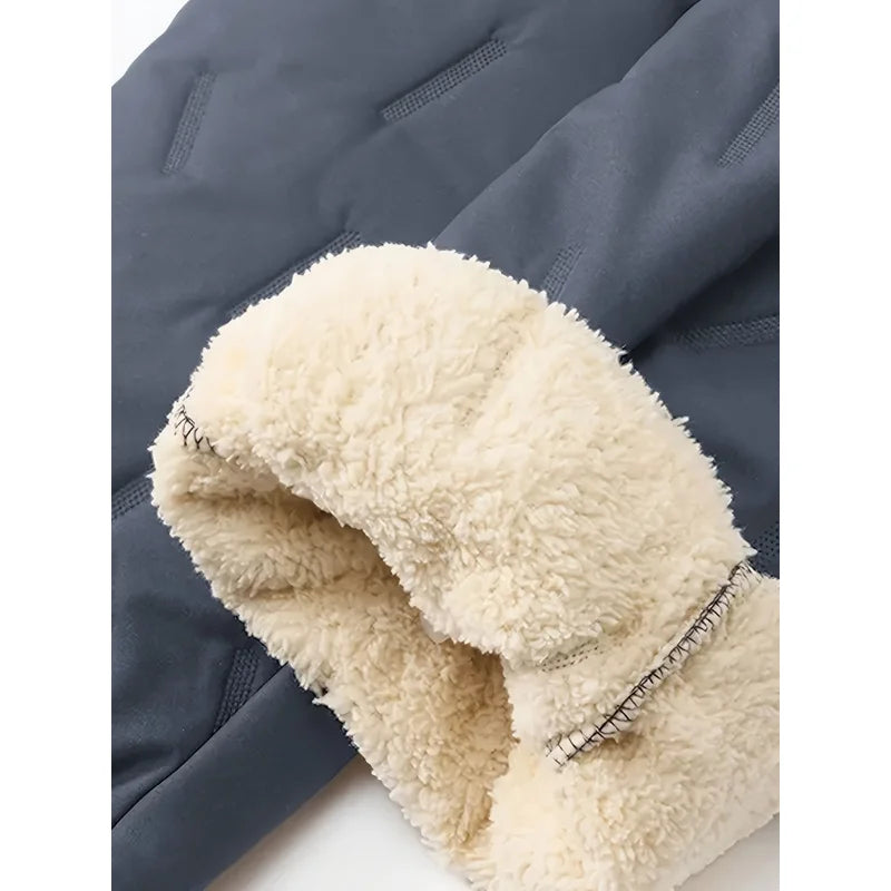 Winter Goods Plush 2pcs Men's Outdoor Snow Mountain Climbing Camping Plus Fleece Trousers Lining Winterize Padding