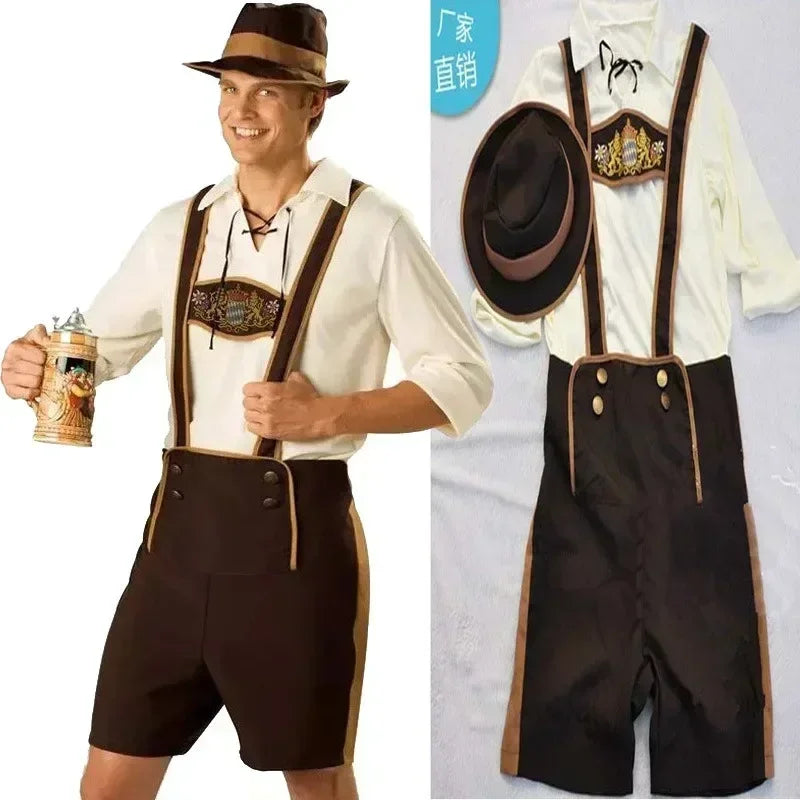 Halloween Hansel bavarois pantalon en cuir Oktoberfest Costume pour hommes Munich Festival allemand Costume homme Cos jouer C