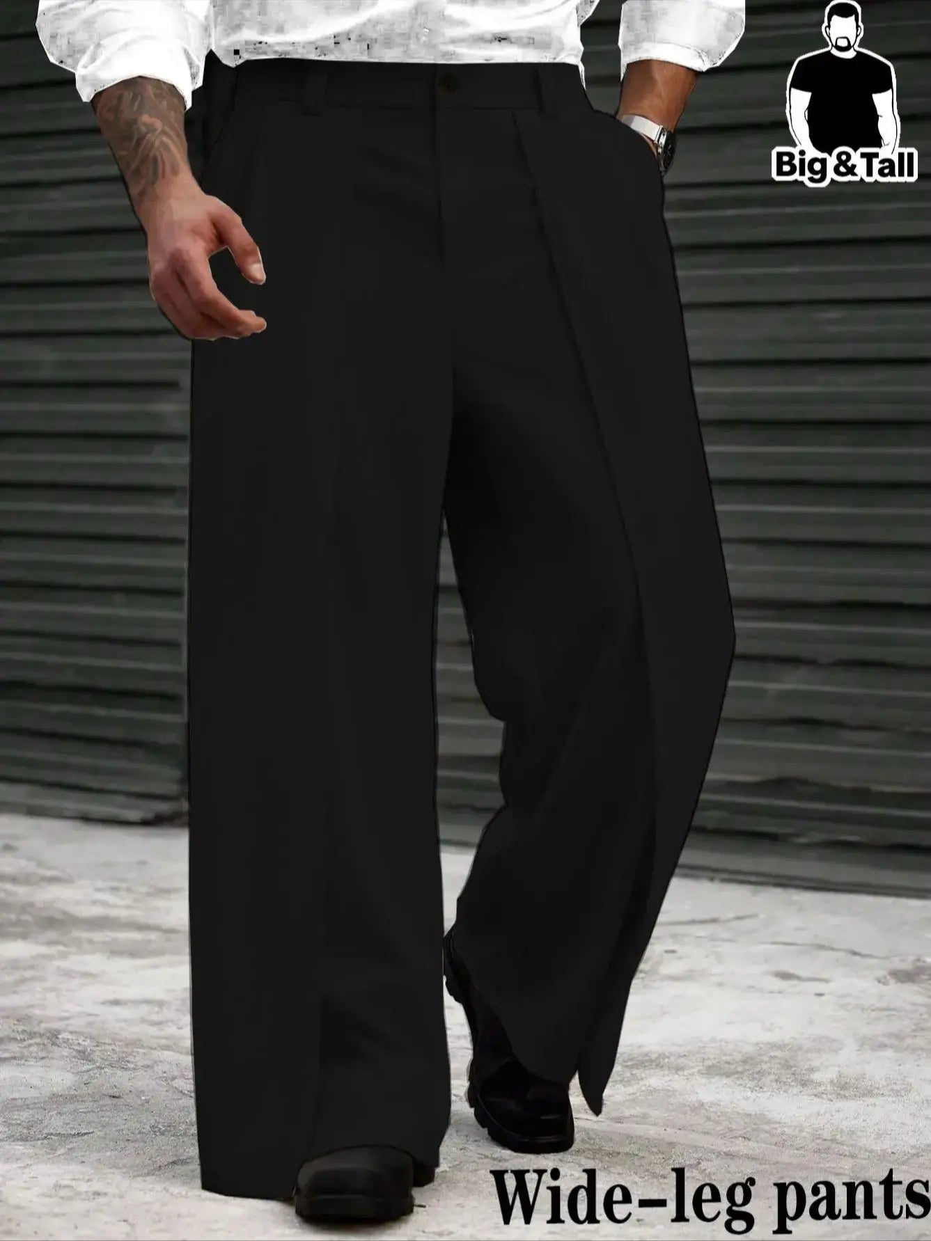 Homme plus Size Men's Solid Color Pocket Loose Wide Leg Casual Trousers
