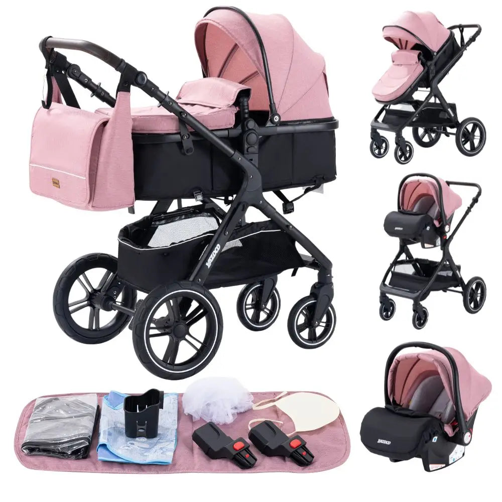 Compact 3-in-1 baby pushchair, infant car seat, portable infant travel system, lightweight pushchair, two-way pushchair