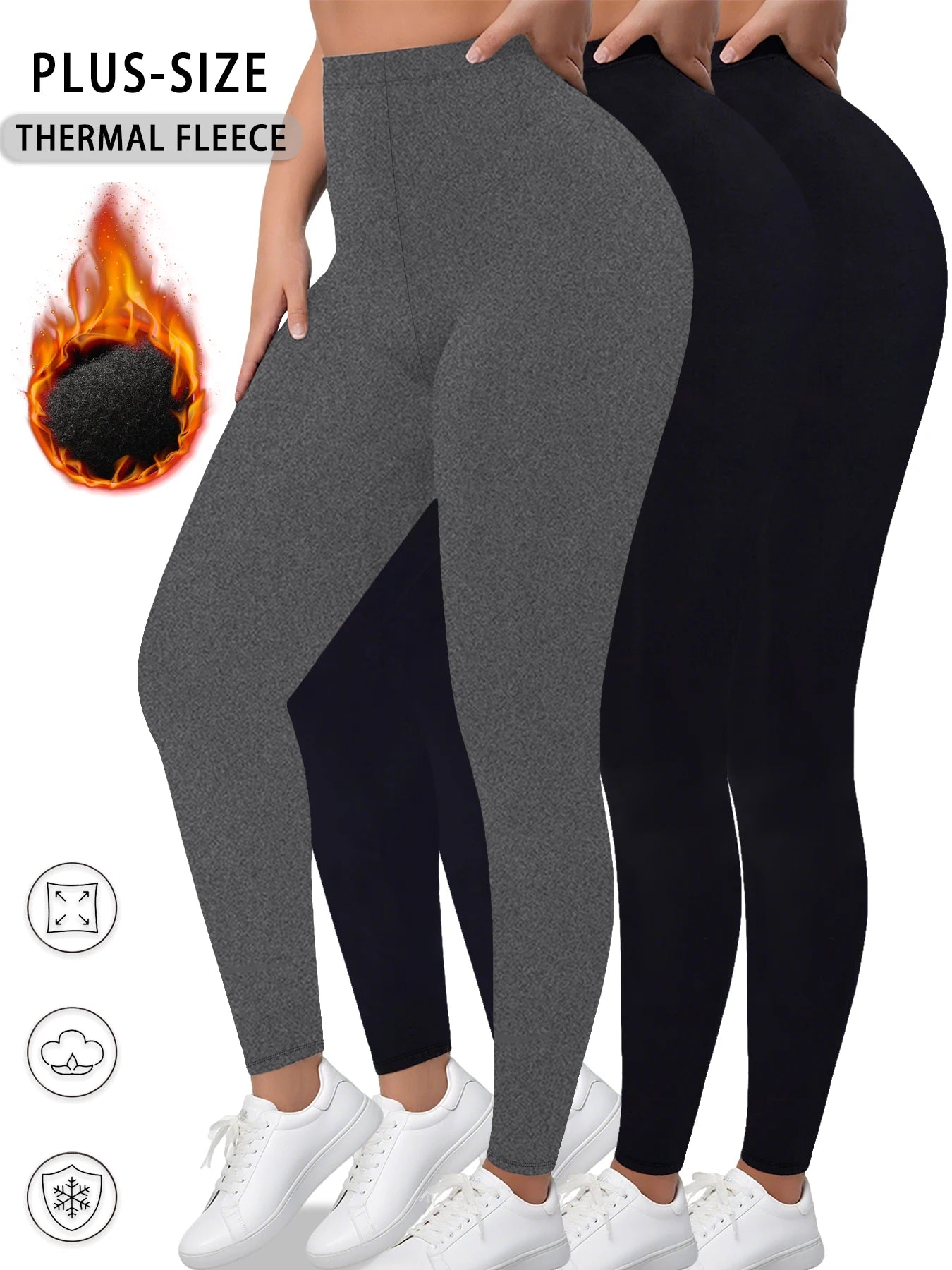 3 pack Plus size Winter thermal leggings for women featuring fleece lining Perfect for workouts in cold weather with super soft