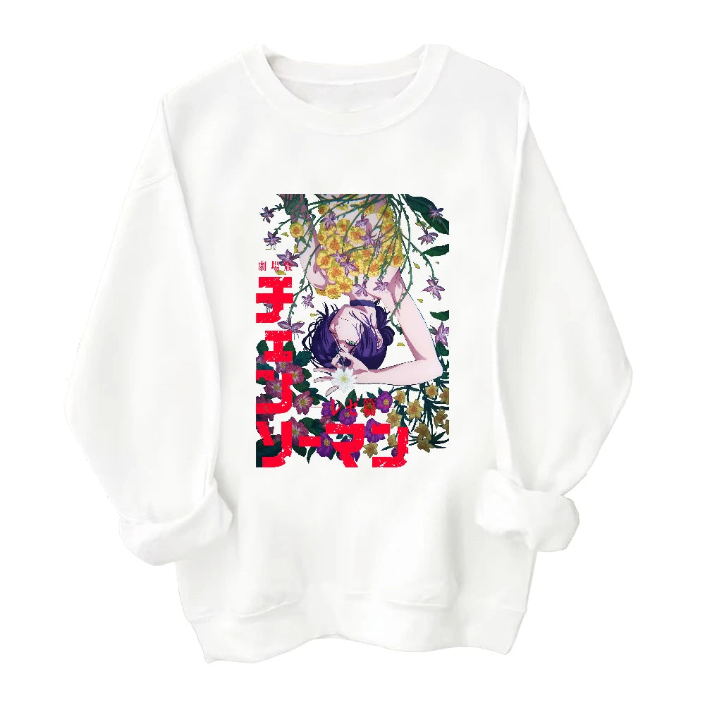 Anime Chainsaw Man Reze Arc Sweatshirt Sweatshirt 2 Sided Harajuku Round Neck Long Sleeve Oversize Hoodie