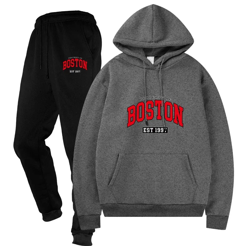 Basic Fleece Hoodies And SweatPants Set Unisex Ensemble Track Suit Basic Fleece Sportswear for Men's Jogging All Seasons