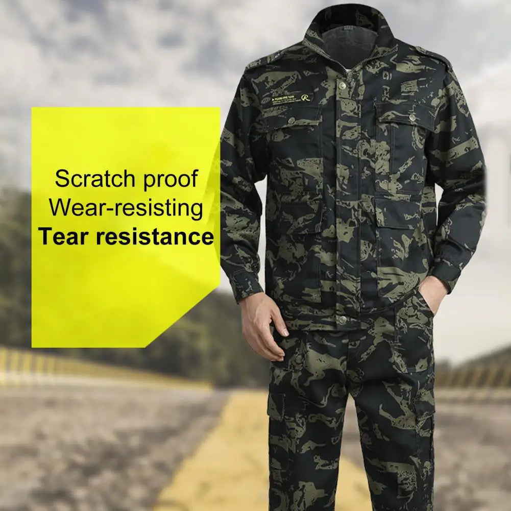 1 Set Popular Dirt Resistant Men Jacket Pants Two Piece Set Moisture Absorption Anti Scratch Work Clothes Suit Working