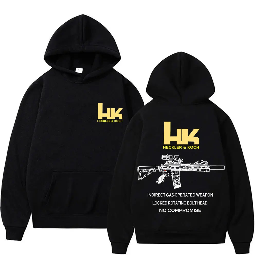 Heckler & Koch HK Fashion M4 Gun Design Men's Casual Retro Trend Pullover Streetwear Autumn and Winter Warm Hoodie