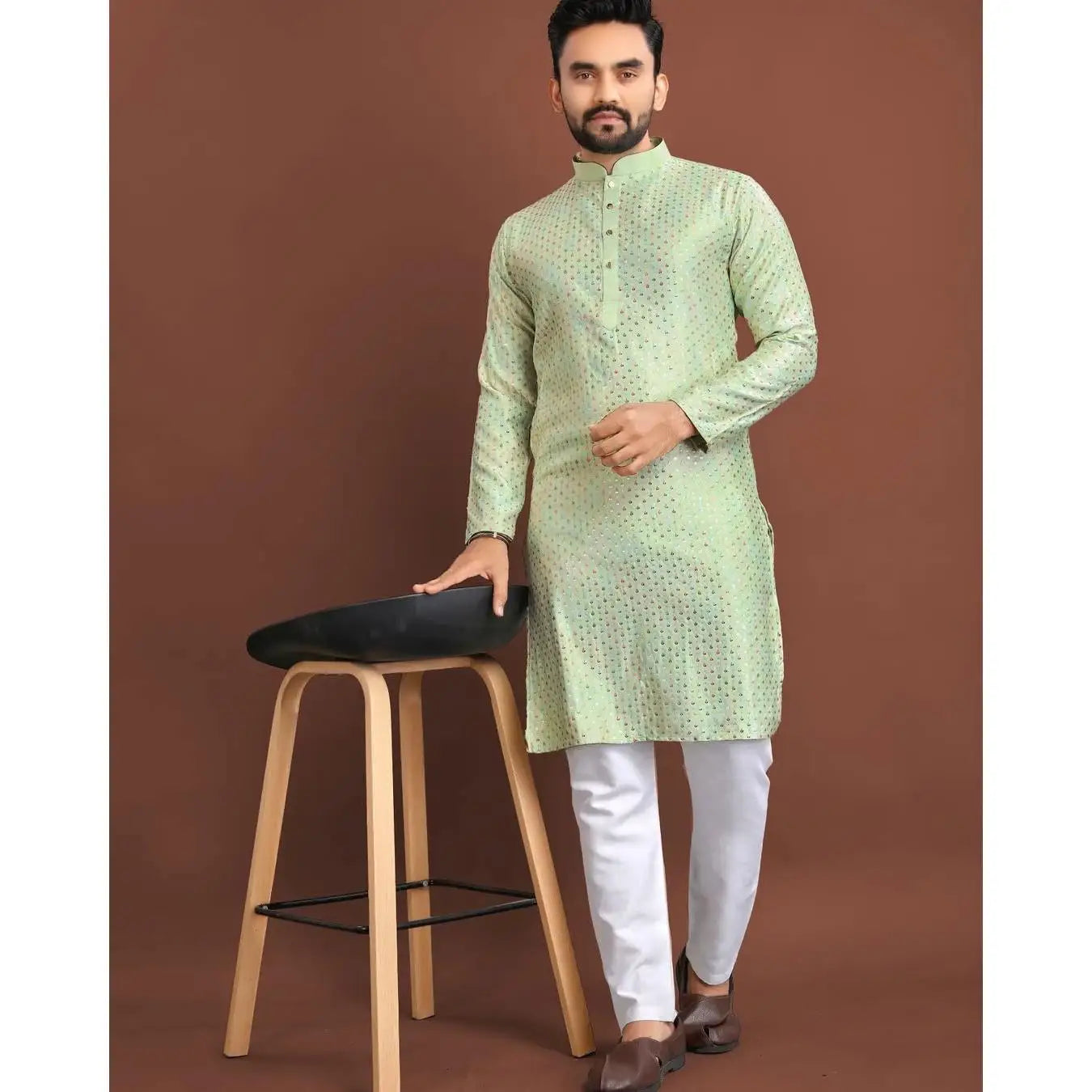 2025 Summer Men'S Digital Printed Kurta Vardha Regular Fit Mandarin Collar Long Kurtas Style For Men