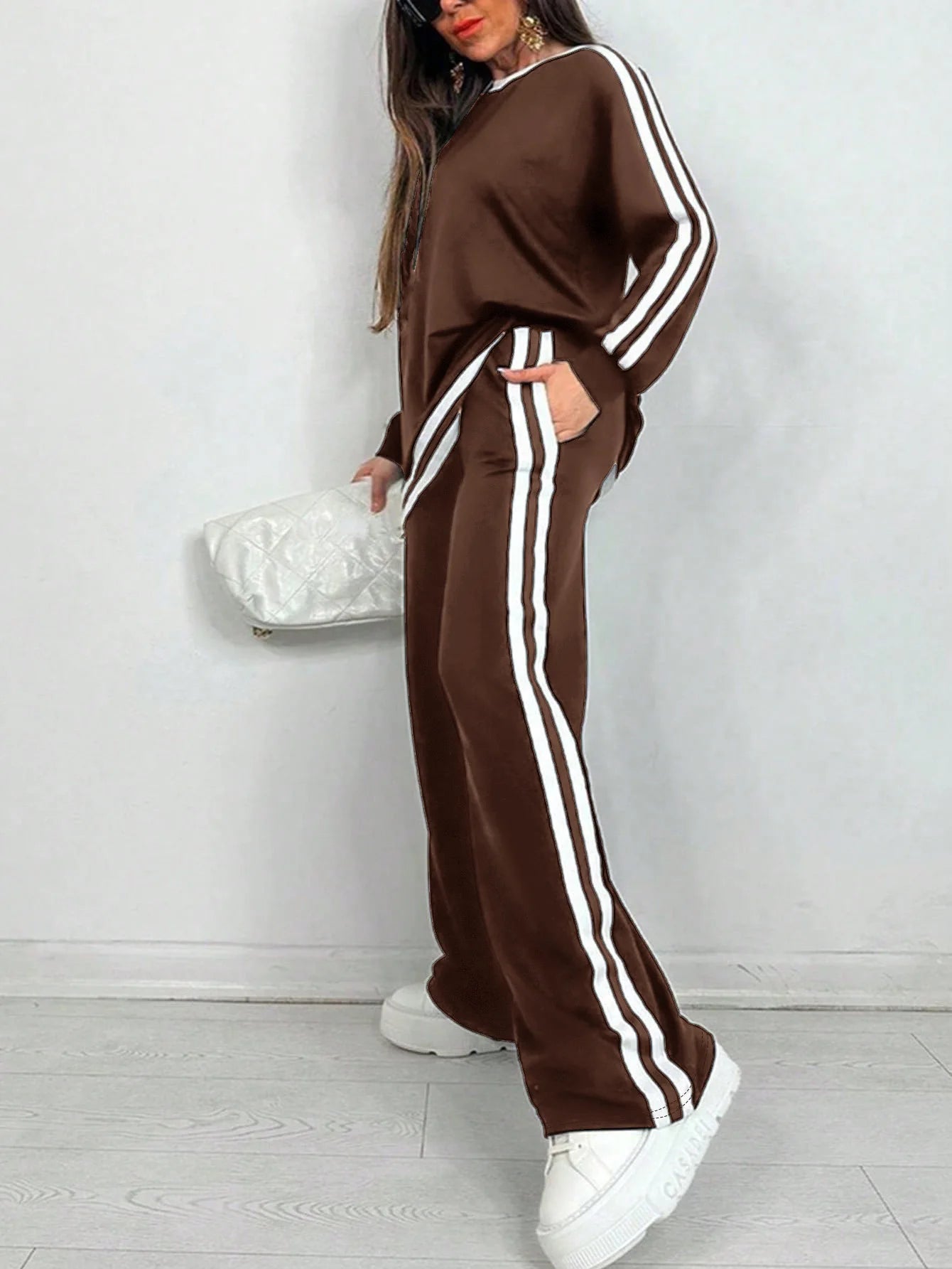 2025 Women's Sweat Suit Spring Autumn New Leisure Clothing Fashion Elegant Tops T-shirt Pants 2 Two Piece Set For Women