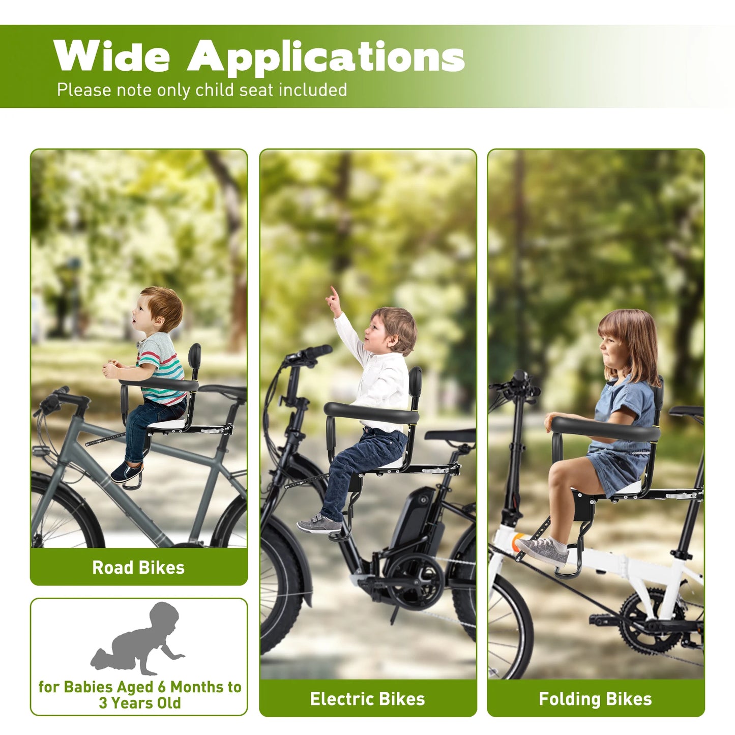 Children Bicycle Safety Seat Saddle W/Backrest Seat Belt Tricycle Saddle Cushion Mountain Bike Saddle Accessories