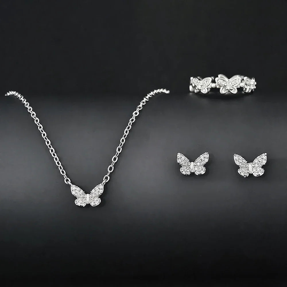 Unique Design Silver Color Butterfly Jewelry Set for Women Valentine's Day Gift Jewelry Wholesale Moonso E6863-r8418-x6228