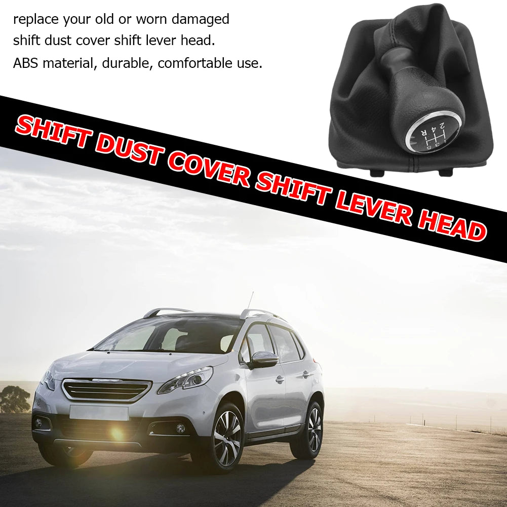 For Peugeot 206 207 307 Citroen C3/C5 PU 5 Speed Gear Shift Knob Shifter Lever Stick Gaiter Boot Cover Car Accessories