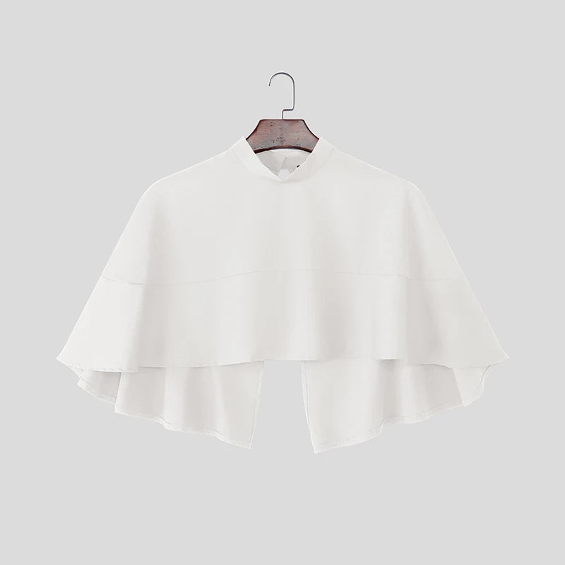 INCERUN Men Sets Patchwork Turtleneck Irregular Crop Shirt Cloak & Wide Leg Pants 2PCS Streetwear Loose Fashion Casual Men Suits