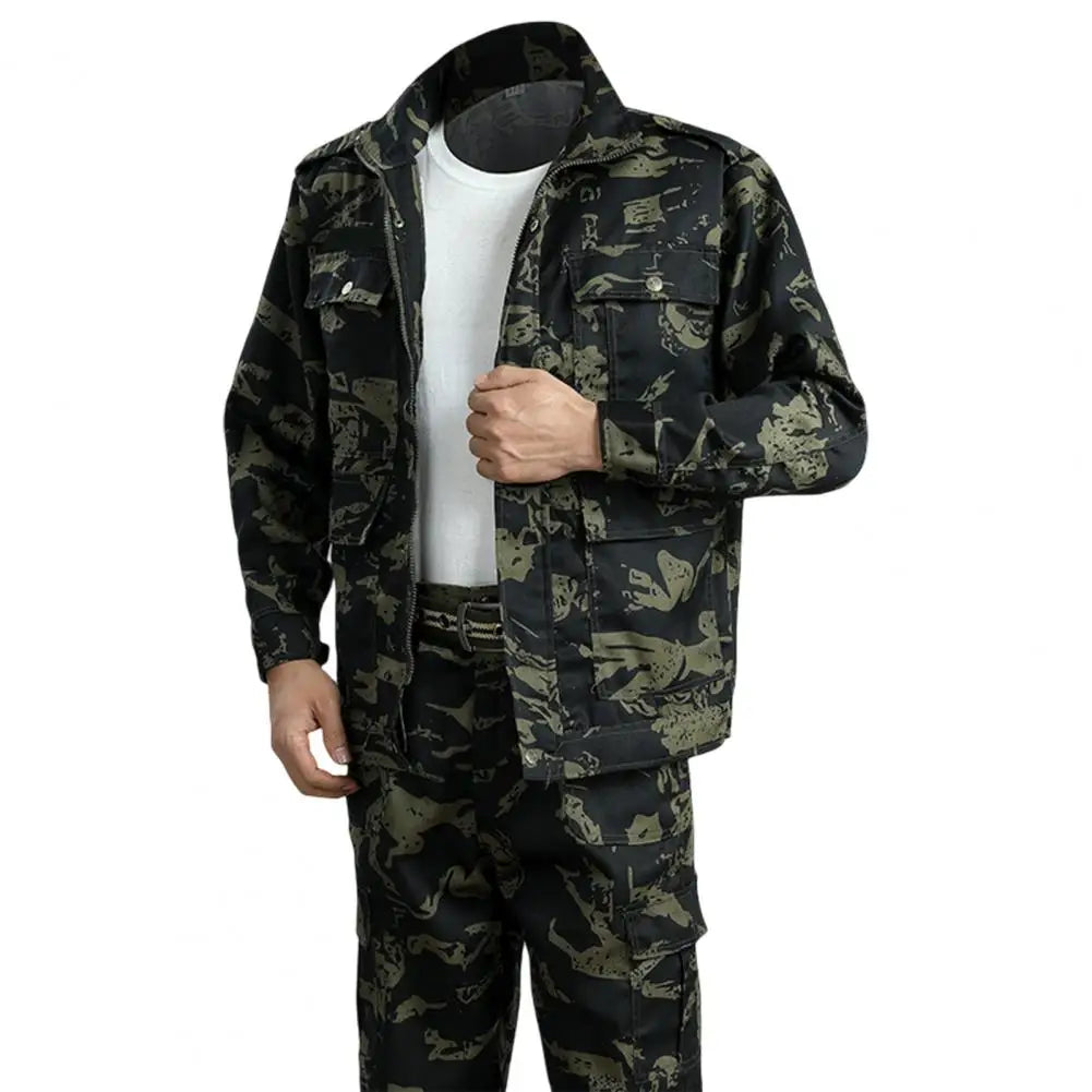 1 Set Popular Dirt Resistant Men Jacket Pants Two Piece Set Moisture Absorption Anti Scratch Work Clothes Suit Working