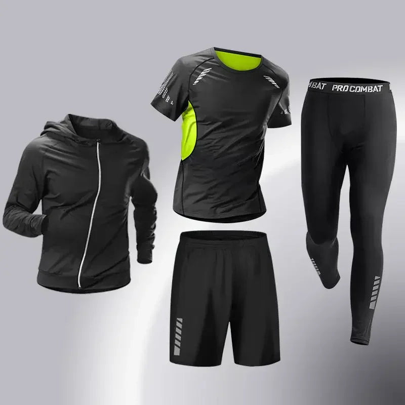 Ensemble de sport de compression pour homme, survêtement de course, fitness, jogging, vêtements d'entraînement, leggings à coupe