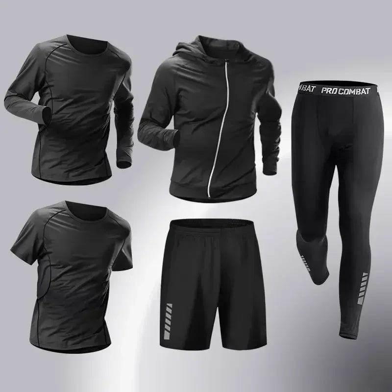 Ensemble de sport de compression pour homme, survêtement de course, fitness, jogging, vêtements d'entraînement, leggings à coupe