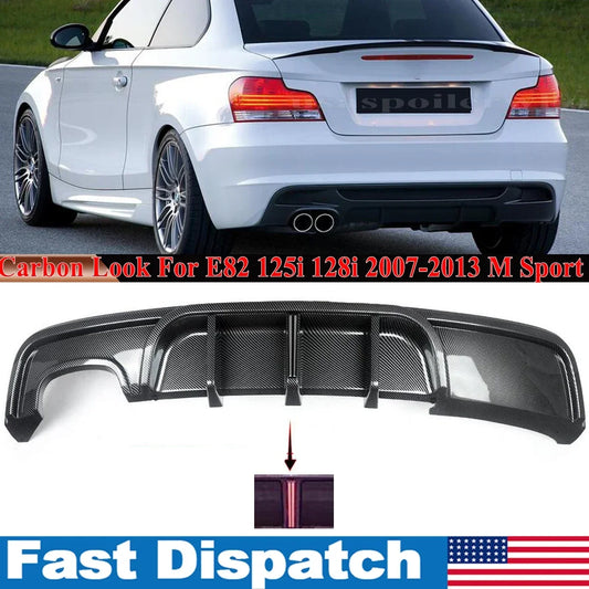 Rear Diffuser Bumper for BMW 1Series E82 Coupe 135i M Sport Carbon Look F1 Style E82 Rear Lip with Light