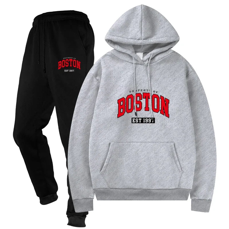 Basic Fleece Hoodies And SweatPants Set Unisex Ensemble Track Suit Basic Fleece Sportswear for Men's Jogging All Seasons