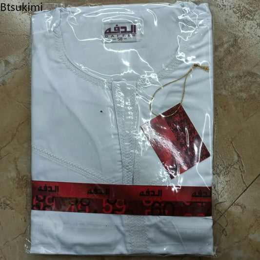 Eid Muslim Jubba Thobe Men Ramadan Embroidery Long Robe Kaftan Kimono Saudi Musulman Abaya Dubai Arab Turkey Islamic Clothing