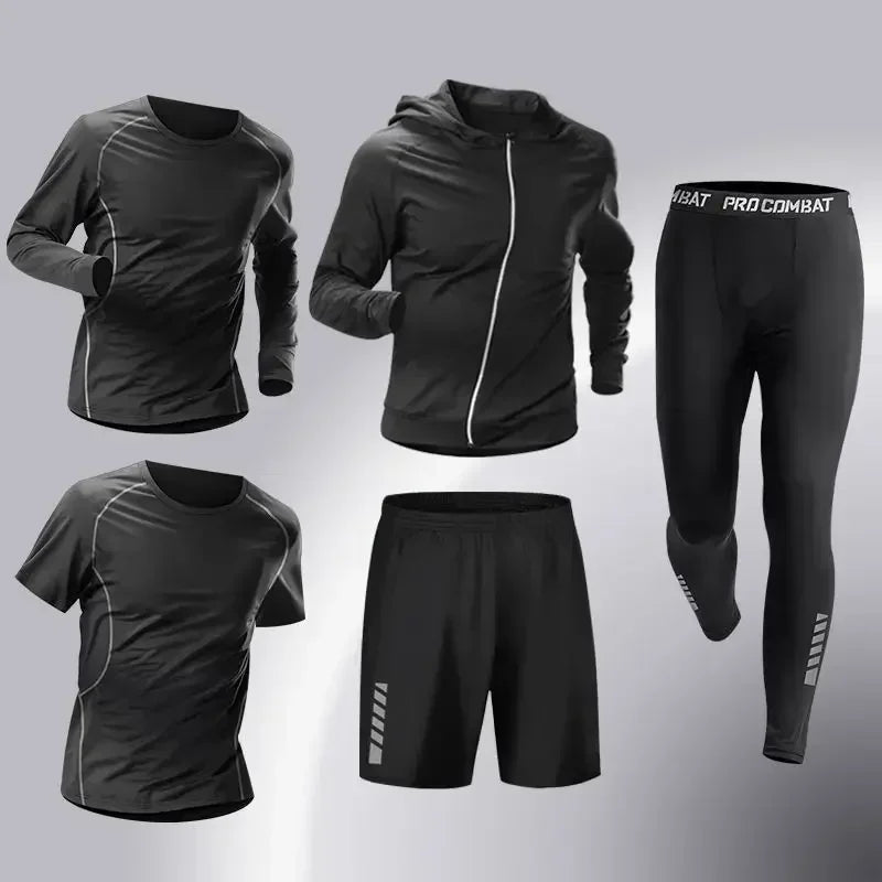 Ensemble de sport de compression pour homme, survêtement de course, fitness, jogging, vêtements d'entraînement, leggings à coupe