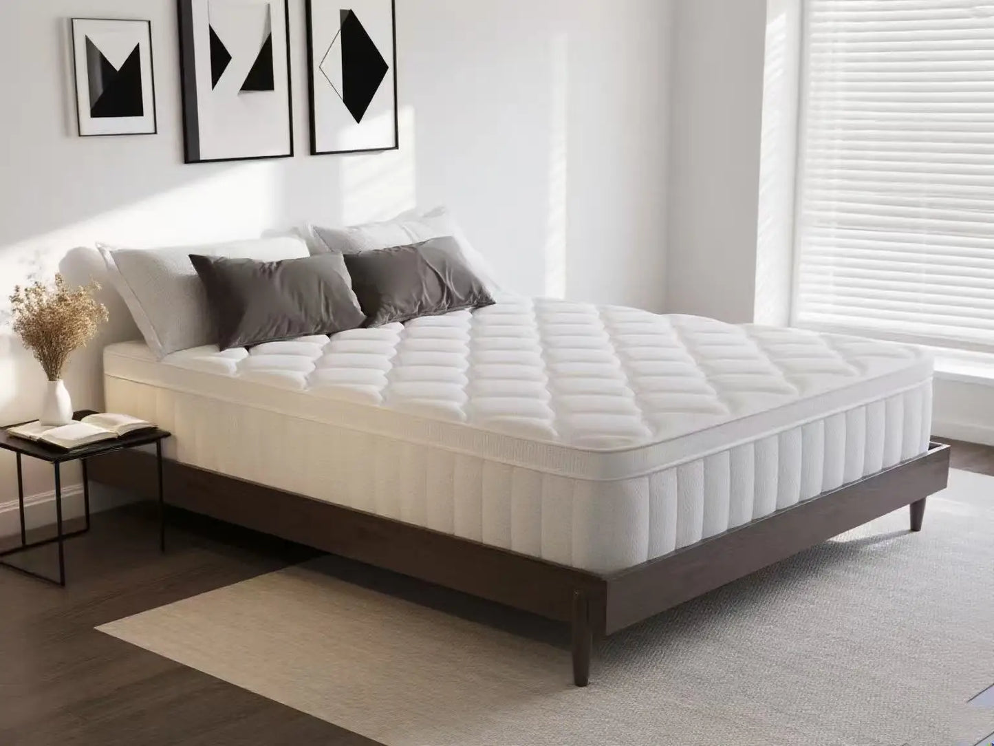 AUTHMIC 7-Zone Pocket Spring Mattress 25cm Thick Medium Firm Hybrid Breathable Anti-Mite Noiseless Bed for Adults Sleep Support