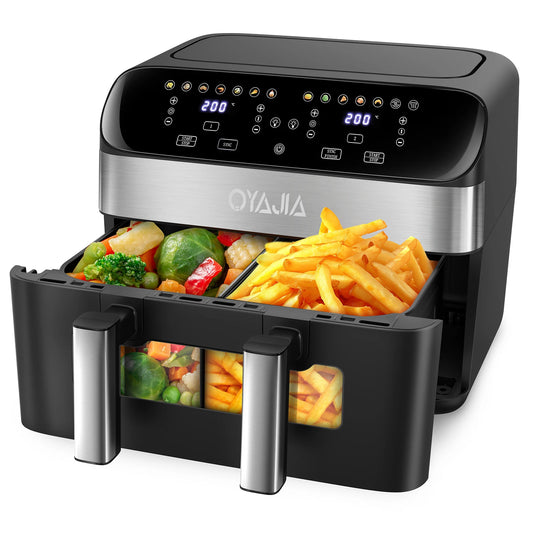 Air Fryer 10 L With Removable Divider, Viewing Window, Digital LED Touch Display, 12 Functions, Hot Air Circulation, 2600 W