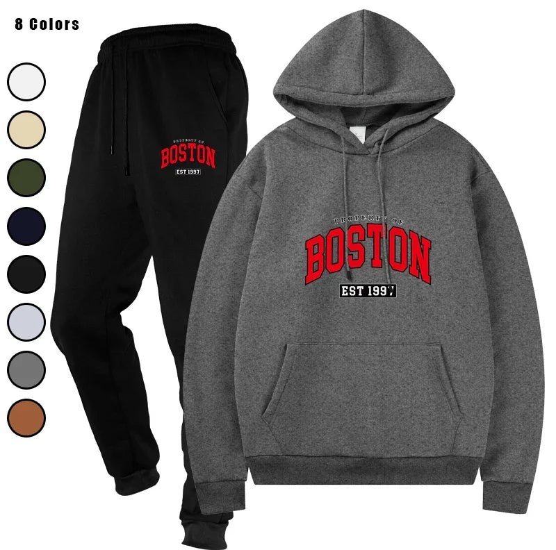 Basic Fleece Hoodies And SweatPants Set Unisex Ensemble Track Suit Basic Fleece Sportswear for Men's Jogging All Seasons
