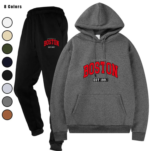 Basic Fleece Hoodies And SweatPants Set Unisex Ensemble Track Suit Basic Fleece Sportswear for Men's Jogging All Seasons
