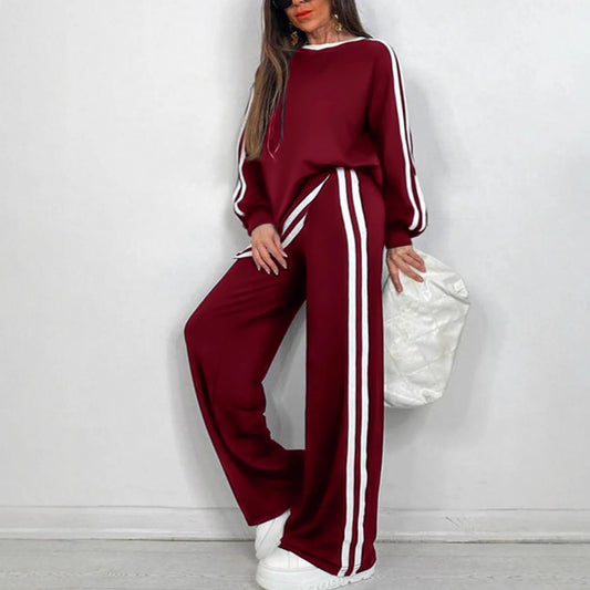 2025 Women's Sweat Suit Spring Autumn New Leisure Clothing Fashion Elegant Tops T-shirt Pants 2 Two Piece Set For Women