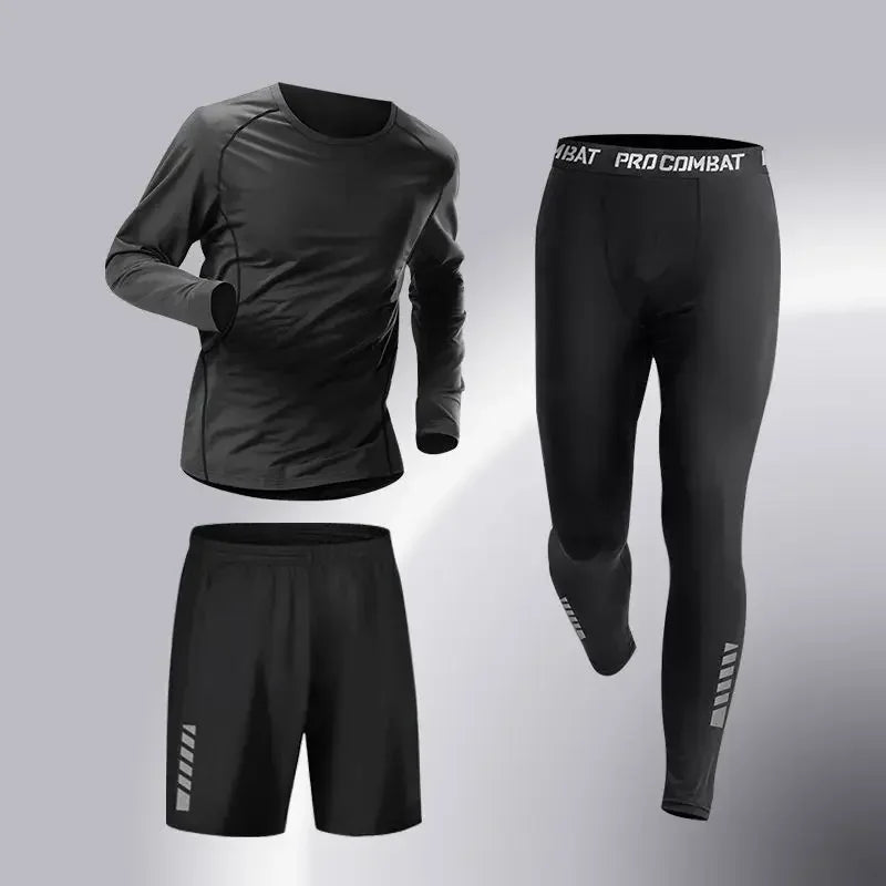 Ensemble de sport de compression pour homme, survêtement de course, fitness, jogging, vêtements d'entraînement, leggings à coupe