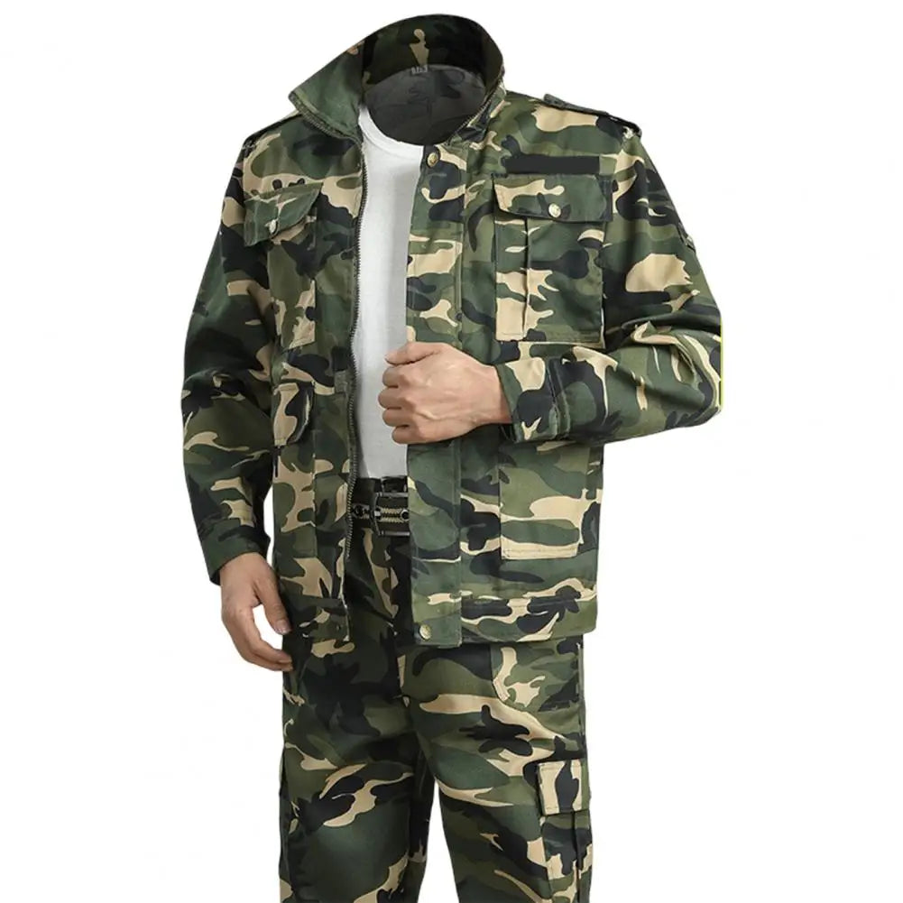 1 Set Popular Dirt Resistant Men Jacket Pants Two Piece Set Moisture Absorption Anti Scratch Work Clothes Suit Working