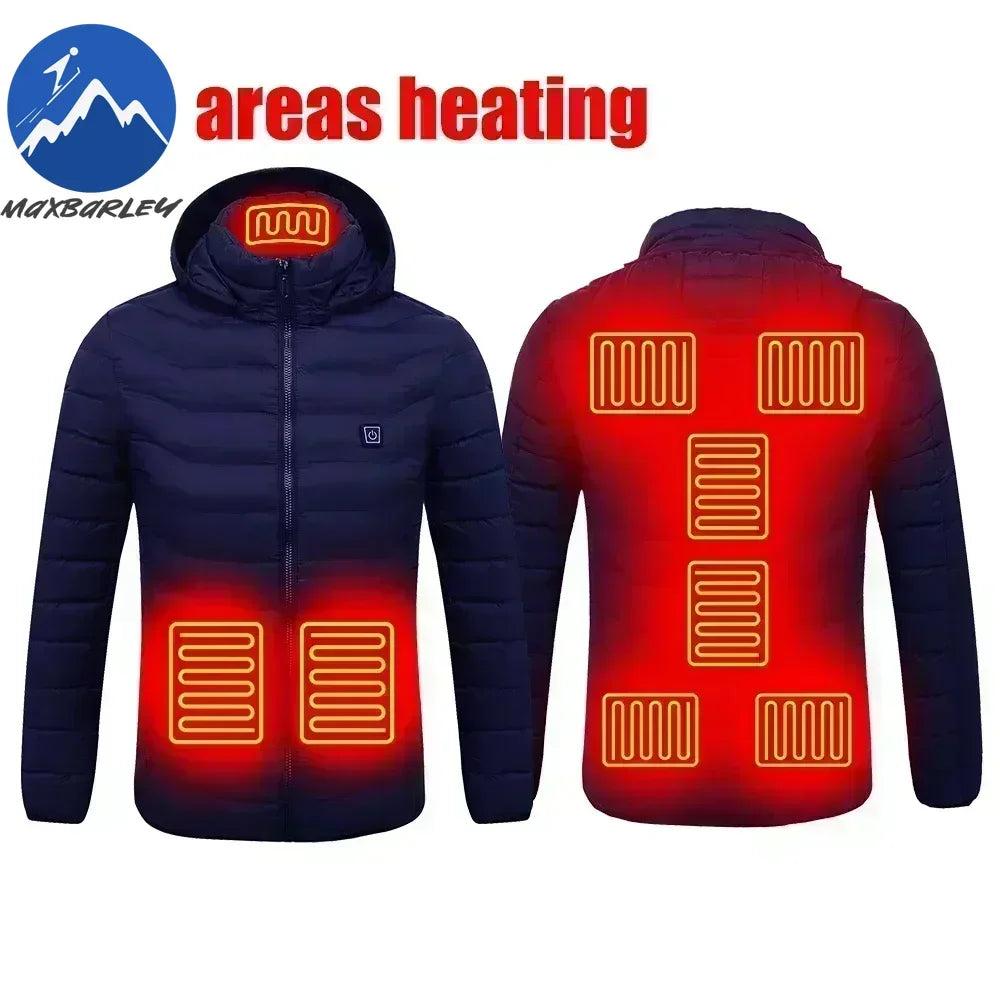 25/21 Areas Heated Jacket Men Warm Vest USB Self Heating Jackets Women Heated Down Coat Ski Camping Hiking Winter Cotton Clothes