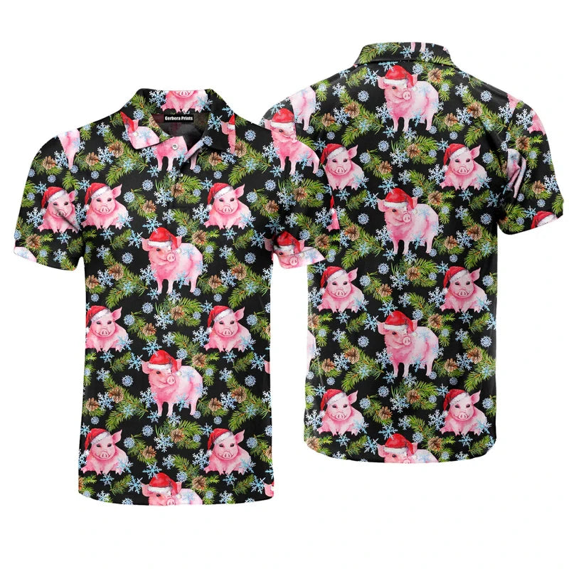 Funny Pig Pattern 3D Printed Polo Golf Shirt For Men New Design Daily Casual Sports Button T-shirt Short Sleeves Outdoor Tee Top