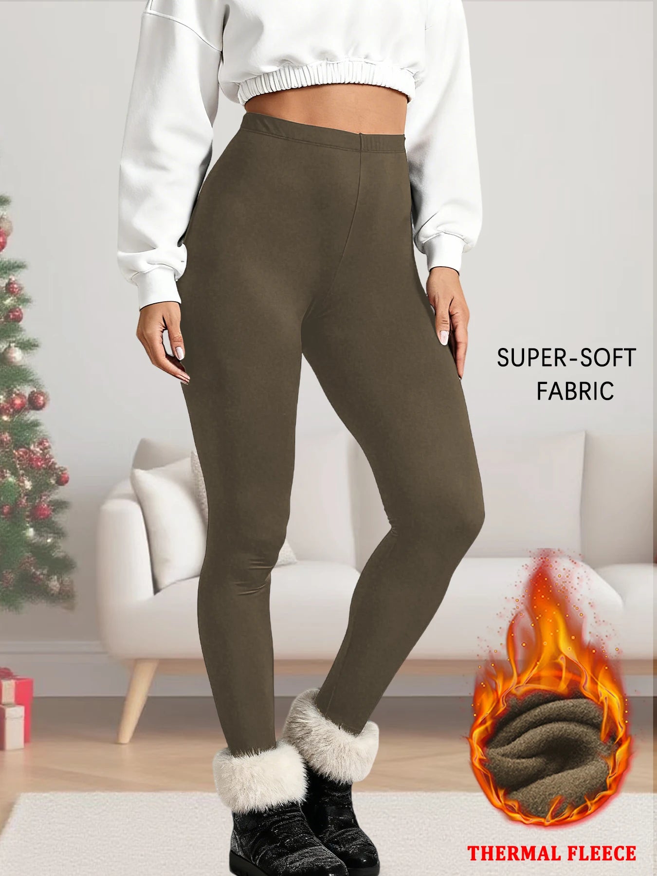 Women's thermal fleece lined leggings. Super soft Low Rise design perfect for yoga, running and Winter activities