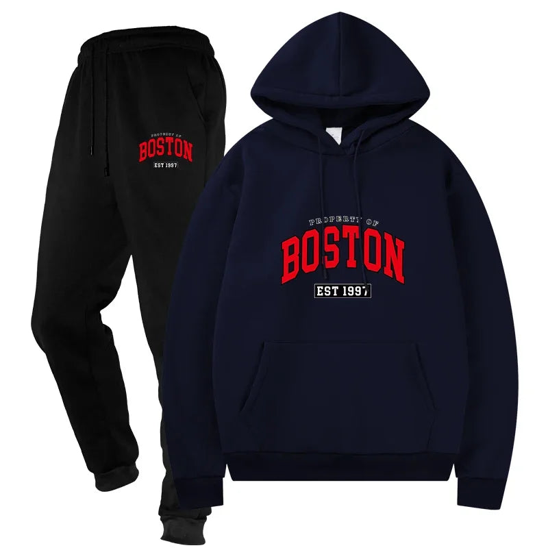 Basic Fleece Hoodies And SweatPants Set Unisex Ensemble Track Suit Basic Fleece Sportswear for Men's Jogging All Seasons