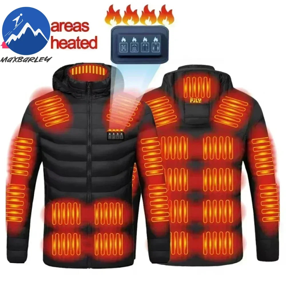 25/21 Areas Heated Jacket Men Warm Vest USB Self Heating Jackets Women Heated Down Coat Ski Camping Hiking Winter Cotton Clothes