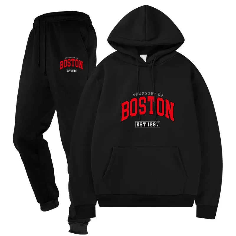 Basic Fleece Hoodies And SweatPants Set Unisex Ensemble Track Suit Basic Fleece Sportswear for Men's Jogging All Seasons